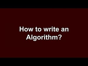 How to write an Algorithm?
