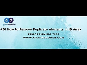 #61 how to remove duplicate elements in array