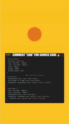 Solar Eclipse Animation Using HTML & CSS 🌑