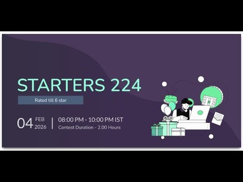 STARTERS 224 || Codechef contest LIVE || #codechef #coding #programming #contest