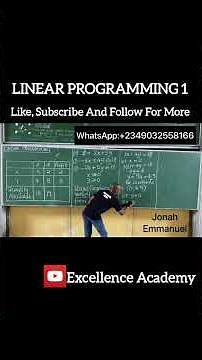 Linear Programming 1 (Graphical Method) #jonahemmanuel #linearprogrammingsolutions