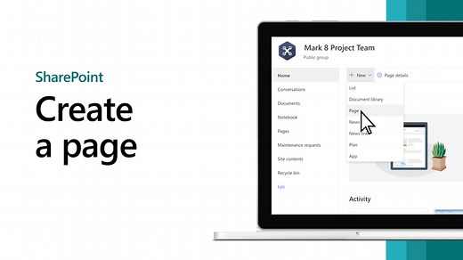 Create and use modern pages on a SharePoint site
