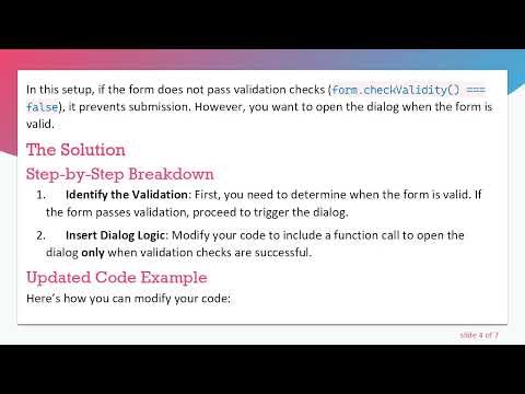 How to Open a Dialog When Every Validation is Checked in JavaScript