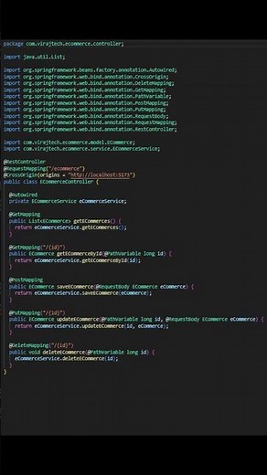 ECommerceController.java | ECommerceController class for Ecommerce project using spring boot & react