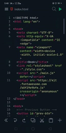 I Created A Book Using HTML, CSS, JavaScript In Spck Code Editor