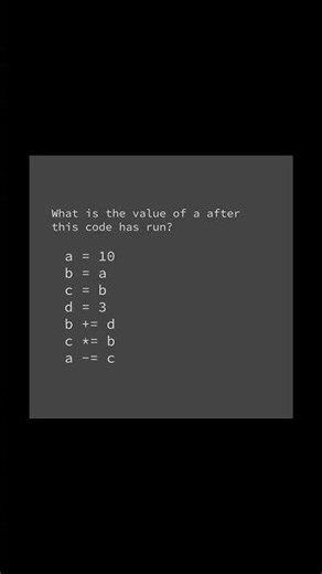 What is the value of a after the code runs? 💚 | #coding #programming #computerscience #python