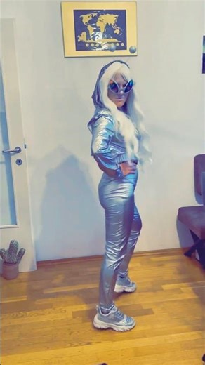 Alien Transformation 👽✨ Metallic Silver Look #costume #halloweenmakeup