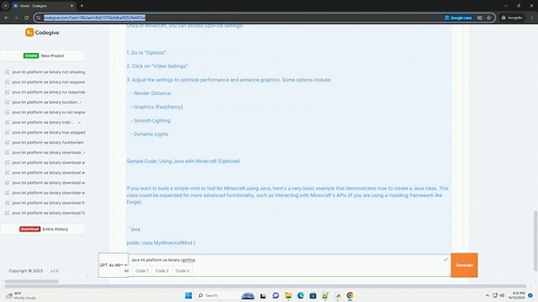 java tm platform se binary optifine