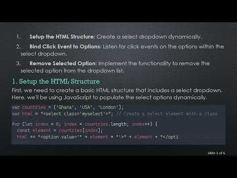 How to Delete a Selected Item from a Select Dropdown in JavaScript