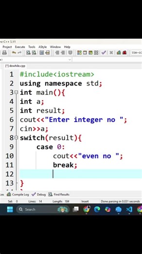 Even or Odd Program in C++ Using Switch Case | Simple Logic | #Shorts