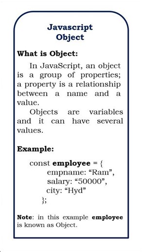 Javascript Objects #javascript #educationalvideo #jscript #object #javascriptprojects #java