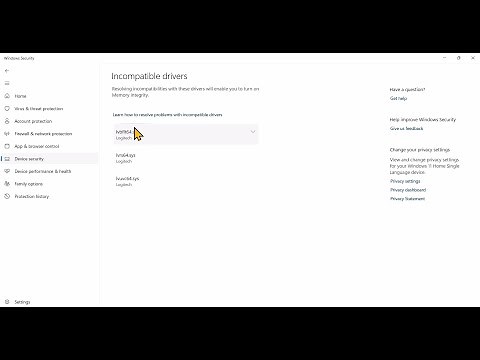 Fix lvbflt64.sys, lvrs64.sys, lvuvc64.sys memory integrity error in Windows 11