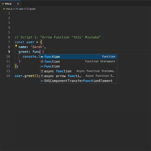 Arrow functions as object methods = BROKEN! 😱 Learn why arrow functions don't work for object methods and what to use instead. 🔥 Master JavaScript 'this' binding 💡 Common mistake developers make Full tutorial: [Link to main video] #javascript #coding #programming #webdevelopment #learntocode | Fullstack Flow