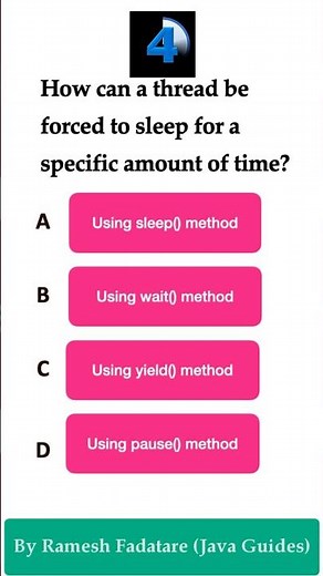 Java Quiz 32 - How can be a thread forced to sleep for a specific amount of time #java #quiz