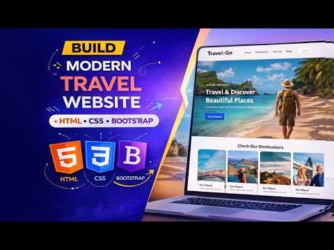 Build Modern Travel Website Using HTML CSS & Bootstrap 🌍 | Responsive Travel Website Design Tutorial