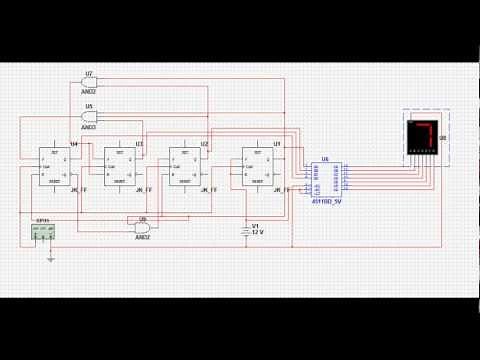 Decimal Counter Using JK Flip Flop - Multisim