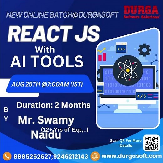 🚀 New Online Batch – React JS with AI Tools @ DURGASOFT