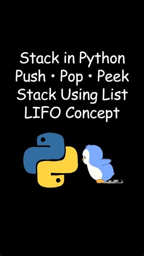 Stack in Python Using List | Push, Pop & Peek Explained #coding #python