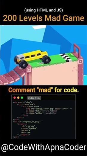Make a car game using just html css javascript #shorts #webdevelopment #coding