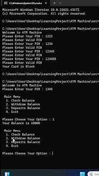 ATM Machine Using in java | how to create ATM machine programing in java
