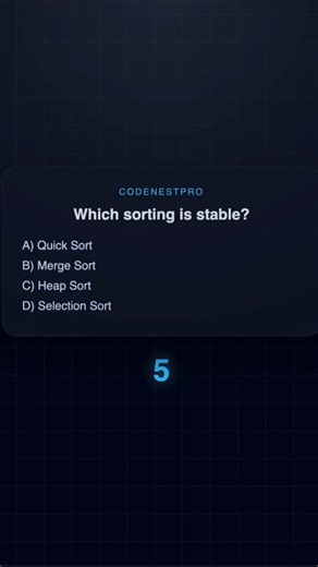 Which sorting algorithm is stable? ⏱️ | DSA MCQ
