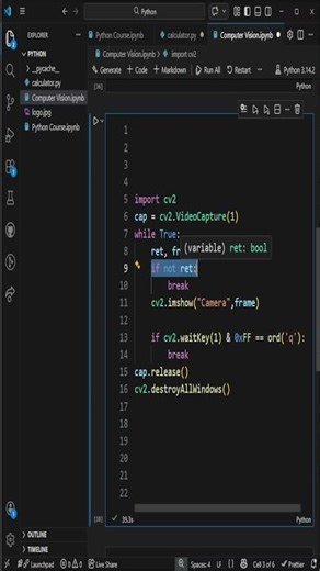Open Webcam with Python in Computer Vision #computervision #coding #python