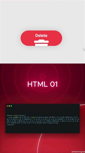 Animated Delete Button with Pure HTML & CSS 😍 | Smooth Hover Effect #Shorts
