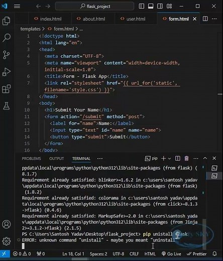 Install Flask in VS Code 2024 | How to install flask in VS Code? Flask installation #shorts #python