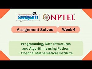 Programming, Data Structures And Algorithms Using Python Week 4 || NPTEL 2026 #nptel #myswayam