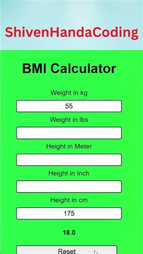 BMI Calculator | BMI Calculator using HTML, CSS and JavaScript