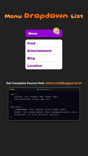 Pure CSS Dropdown Menu 🔥 | No JavaScript | HTML CSS #webdevelopment #webdesign #coding