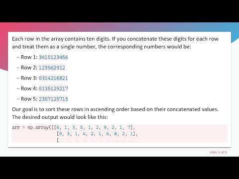 Sorting Rows of a 2D Numpy Array in Ascending Order