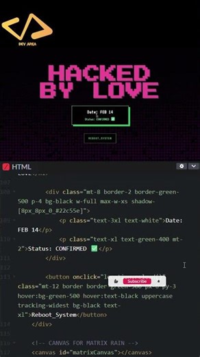 POV: You Hack Your Crush’s Heart Using HTML & CSS 🦠💖 | Coding Love Project #webdesign #coding