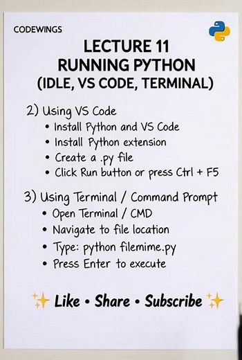 L-11 | PYTHON | RUNNING | VS CODE | IDLE |