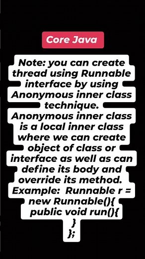 "Creating Threads with Runnable Interface Using Anonymous Inner Class in Java | Core Java Tutorial"
