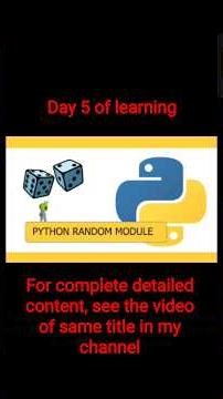 Python Random Module Tutorial-1 2026 latest | randint(), random() |Day5 of learning(25.2.26) #python