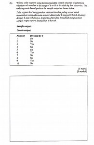 (b) Write a code segment using the most suitable control struct... | Filo