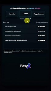 JavaScript: Click, Hover, and Toggle Listeners Explained Visually #easyx #code #maths