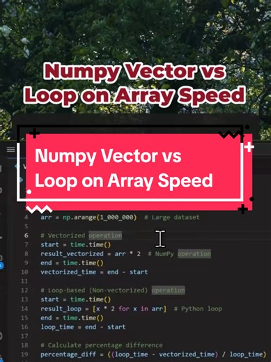 Numpy Vector vs Loop on Array Speed in Python #LearnToCode #LearnPython #datasciencetok #techkeysx