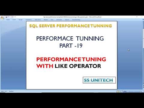 SQL Server Performance Tuning and Query Optimization | Performance tuning with like operator