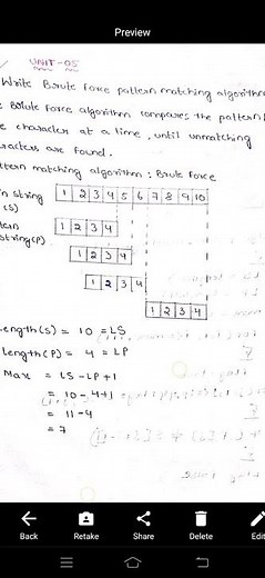 #ds brute force pattern matching algorithm answer