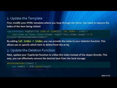 How to Delete Array Items from Object in LocalStorage in Your Ionic App