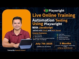 Live Training - Automation Testing Using Playwright With JavaScript With GenAI and MCP From 7th July