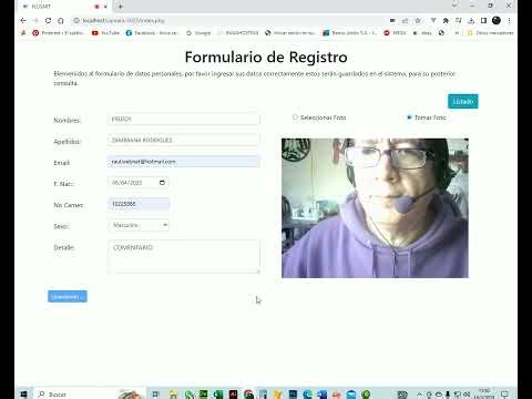 REGISTRO DE UN FORMULARIO FOTO CON CAMARA WEB en PHP MYSQL y JAVASCRIPT