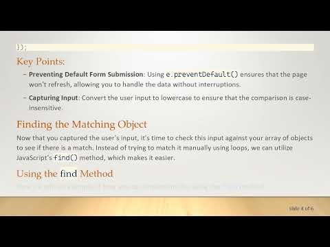 How to Get Input Values and Check Against Array Objects in JavaScript