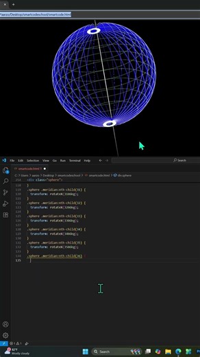3D Rotating Sphere Animation in HTML & CSS | SmartCodeSchool #coding #htmlcss #html #animationshorts