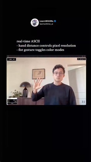 Learn Daily AI on Instagram: "A guy just turned live video into ASCII art using pure computer vision magic. Most people look at ASCII art and think it’s just a bunch of characters arranged in a cool way… but this guy took it to another level. He built a real-time ASCII generator using MediaPipe for computer vision, JavaScript for rendering, and AI APIs to refine the output. The camera captures every frame → MediaPipe detects shapes, edges, and motion → JavaScript converts those pixels into chara