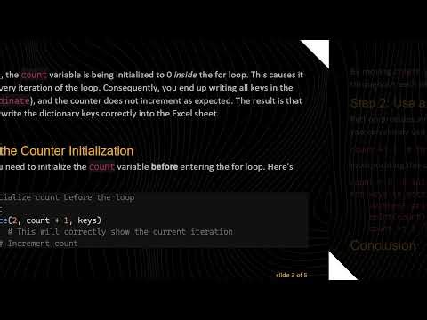 How to Fix the Count Issue in Your For Loop for Writing to Excel