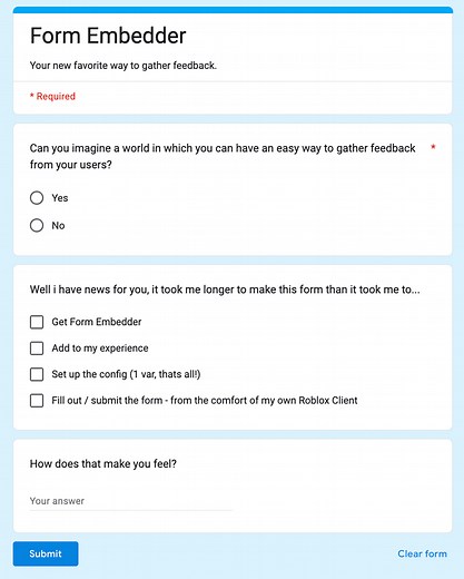 Form Embedder: An impossibly simple way to add a Google Form to your experience