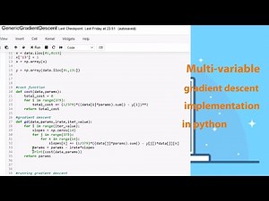 Multivariable gradient descent for linear Regression implemented in Python |Generic Gradient Descent